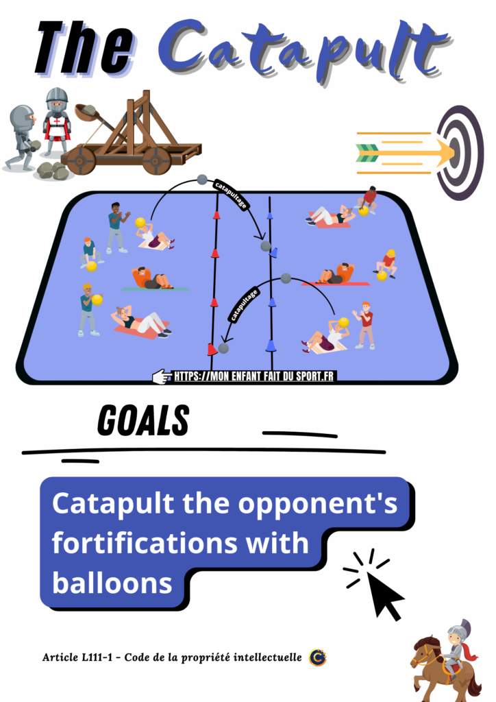 The catapult Objective of the game Catapult the opponent's fortifications with balloons